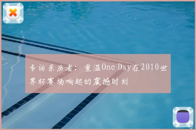 专访亲历者:重温One Day在2010世界杯赛场响起的震撼时刻
